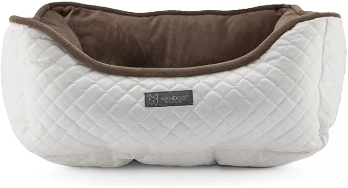 Prive Collection Quilted Vegan Leather (White/Brown)