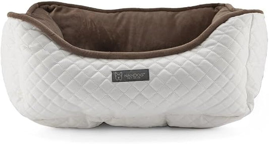 Prive Collection Quilted Vegan Leather (White/Brown)