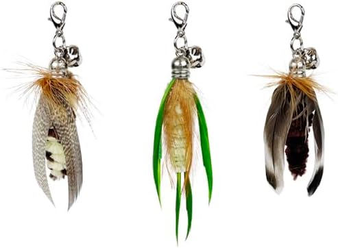 TTcat Cat Feather Toys, 3 Pcs Mini Insects Refills, Cat Toys Replacement Feathers for Cat Kitten Wand