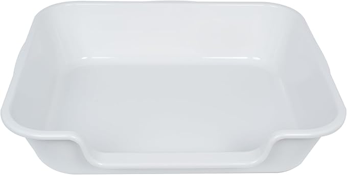 2 Pack of Extra Large Cat Litter Box (ABS Material), Low Entry Senior Litter Pen for Geriatric Kitty Big Cats, Jumbo Pet Safe Litter Boxes Tray for Indoor Pets Potty (Gray, 24" L x 20" W)