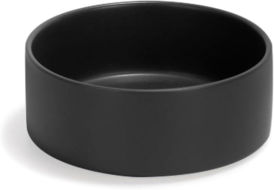 SPUNKYJUNKY 13.5OZ Ceramic Dog and Cat Bowl, Modern Cute Weighted Food Water Bowl for Replacement Black (1 Pack)