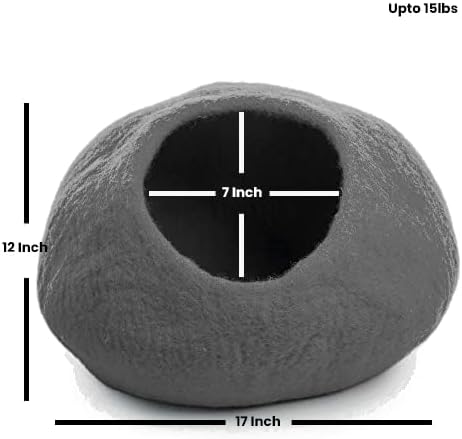 Woolygon Premium Wool Cat Cave Bed - Felt Cat Cave Handmade from 100% Merino Wool, Pet Friendly Felt Cat Bed for Indoor Cats and Kittens