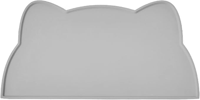 Cat Food Mat, Silicone Pet Feeding Mat for Floor Non-Slip Waterproof Dog Water Bowl Tray Cushion (20" x 12", Dark Gray)