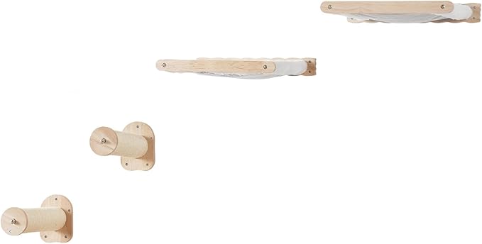 VEVOR Wall Mounted Cat Shelves, Perches with Jumping Posts & Hammocks, Cat Furniture Set up to 40 lbs, Removable & Washable Coral Fleece for Sleeping, Playing, Climbing, Set of 4
