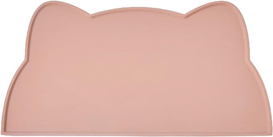 Cat Food Mat, Silicone Pet Feeding Mat for Floor Non-Slip Waterproof Dog Water Bowl Tray Cushion (20" x 12", Tea Rose)