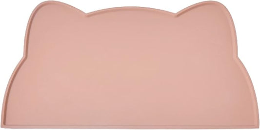 Cat Food Mat, Silicone Pet Feeding Mat for Floor Non-Slip Waterproof Dog Water Bowl Tray Cushion (17" x 10", Tea Rose)