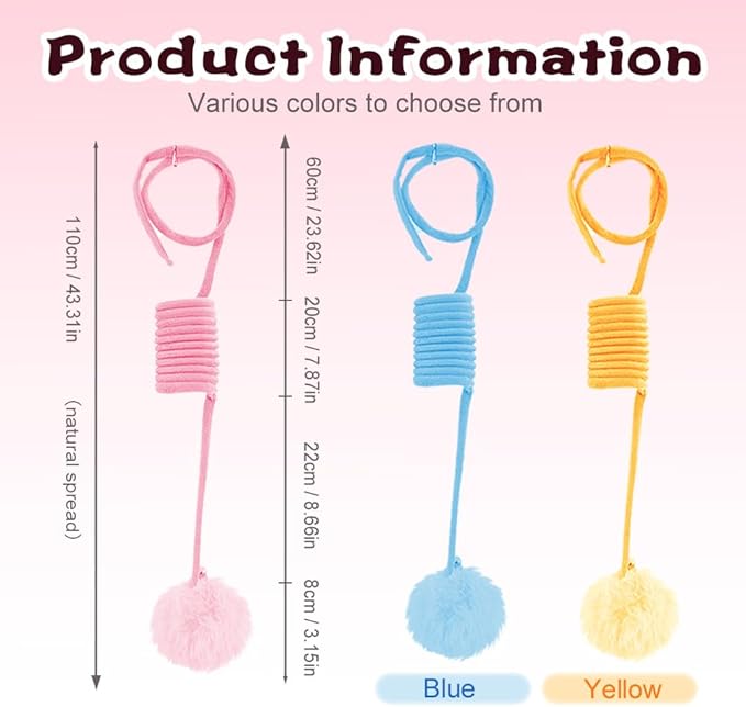 Hanging Fluffy Cat Catnip Ball Toys,2025 New Interactive Cat Toy for Indoor,Kitten Play Chase Exercise Toys,Long Tail Stretchable Soft Plush Teaser Ball with Bell (Mix Color)
