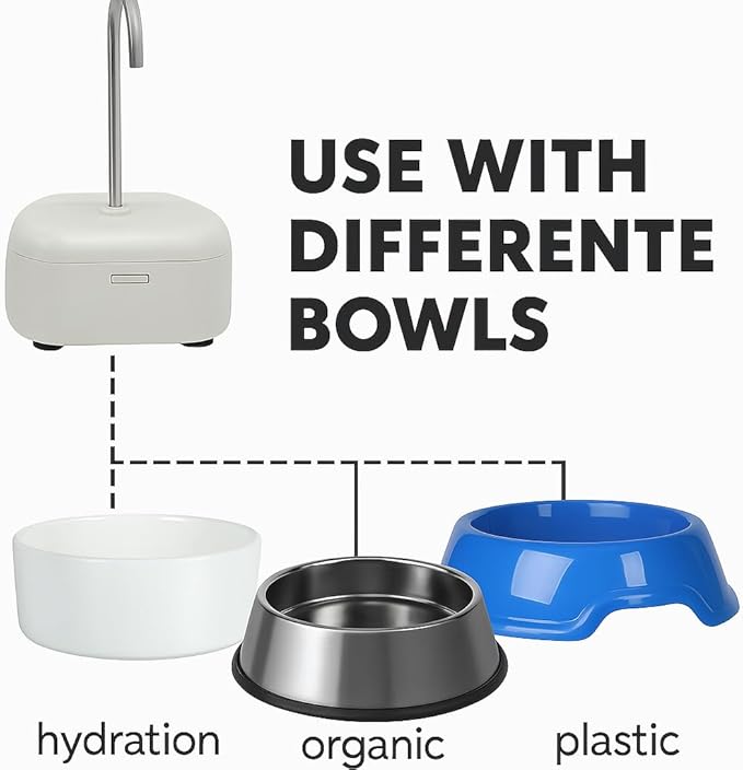 Aqua MINI Portable Pet Water Fountain - Automatic Drinking Bowl for Cats and Dogs - Stainless Steel Faucet - Replaceable Filters - Easy Cleaning - Ideal for Multiple Pets - 1.2L/42 fl oz - Pink