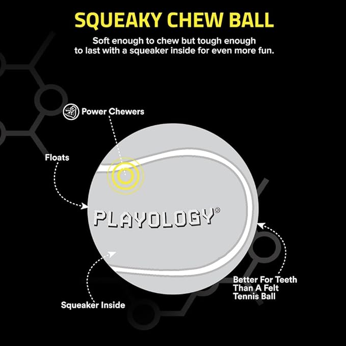 Playology Dog Toys | Squeaky Chew Ball - Squeaky and Bouncy Durable Floating Fetch Ball for Dogs | Medium Chicken Scented Toy - Easy to Clean and Made from Non Toxic Materials
