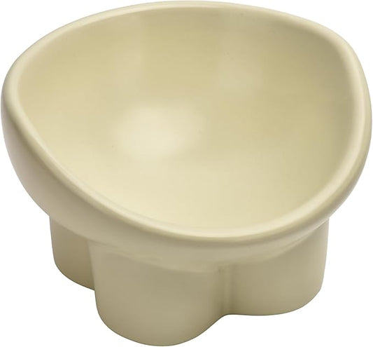 Ceramic Raised Cat Bowl,Elevated Tilted Anti Vomit Cat Bowls for Indoor Cats Whisker Friendly Pet Feeder for Food and Water,Cute Tilted Dish for Flat Faced Cats,Puppies
