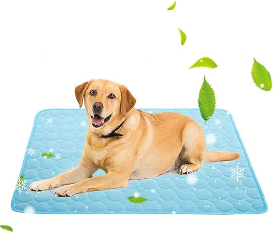 Pet Cooling Mat: Ice Silk Self Cooling Pad for Dogs & Cats, Beds & Car Seats