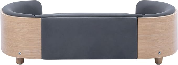 HomSof 38.58" Scandinavian Style Elevated Dog Cat Bed Pet Sofa with Solid Wood Legs and Bent Wood Back with Velvet Cushion,Large Sizeļ¼Dark Grey