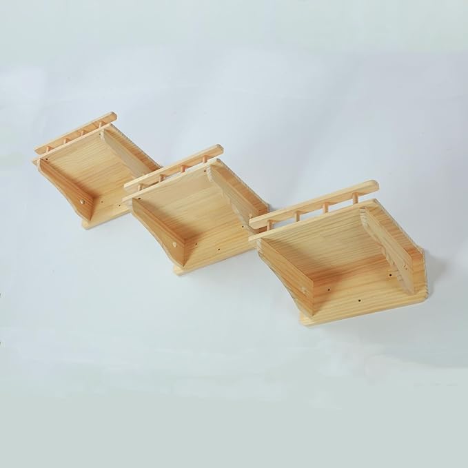 SHENGOCASE 47.2" x 11.8" Natural Solid Wood Wall Mounted Cat Shelves, Superhighway Walkway Balcony Wall Furniture, Steps Stairs, Perch