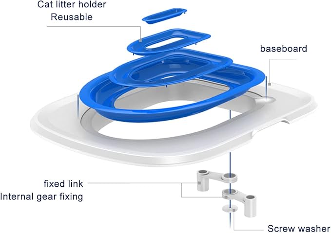Cat Toilet Training System, Professional Teach Cat to Use Toilet Cat Toilet Training Kit Universal Reusable Kitty Toilet Trainer Urinal Seat with Design Blue Tray (White Tray , 1 Blue Inner Support)