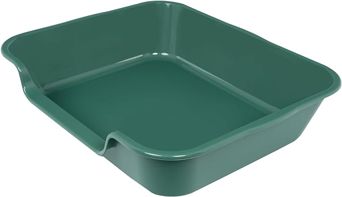 2 Pack of Extra Large Cat Litter Box (ABS Material), Low Entry Senior Litter Pen for Geriatric Kitty Big Cats, Jumbo Pet Safe Litter Boxes Tray for Indoor Pets Potty (Green, 24" L x 20" W)