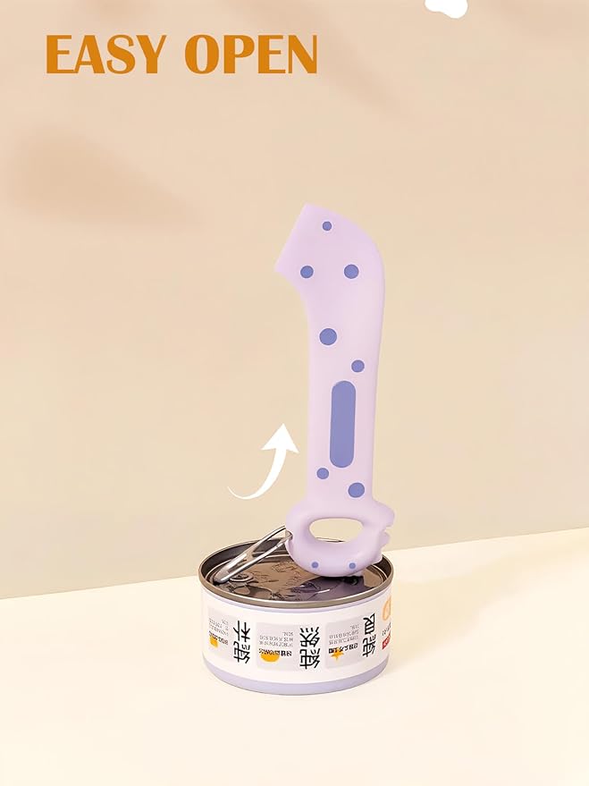 Pet Food Can Lids & Spoons Set Silicone Cover for Pet Can Food Cute Shape Cat Wet Food Spoon With One Lid and One Spoon (PINK)