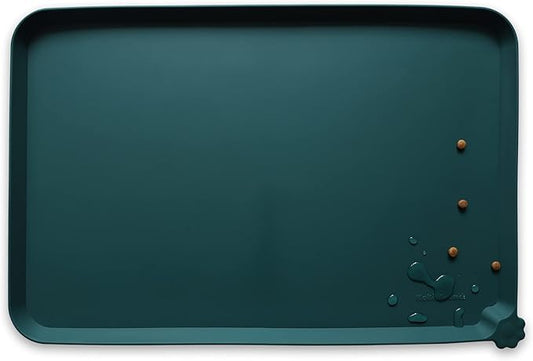 Hoki Found XX-Large Silicone Non Slip Pet Dog Cat Bowl Mats - Placemat for Feeding - Waterproof for Carpet - Dark Cedar