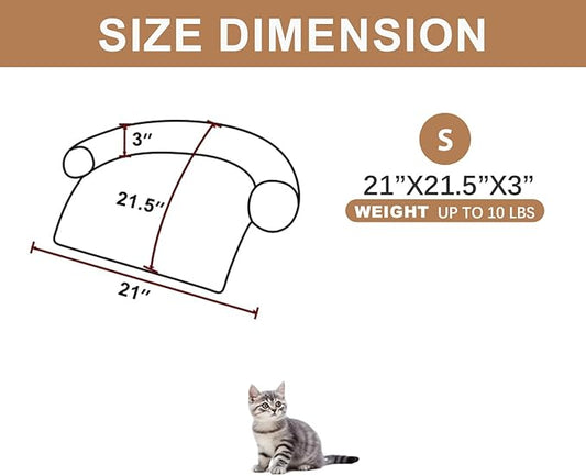 Calming Dogs/Cats Bed Mats, Dog Pad Washable Removable Couch Cover, Plush Long Fur Mat for Pets, Waterproof Lining, Perfect for Small, Medium and Large Dogs and Cats (Desert Brown, 21"x21")