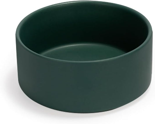 SPUNKYJUNKY 28.7OZ Ceramic Dog and Cat Bowl, Modern Cute Weighted Food Water Bowl for Replacement Green (1 Pack)