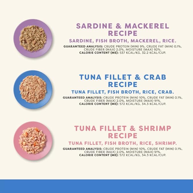 Applaws Natural Wet Cat Food, 8 Count, Limited Ingredient Cat Food Pots, Fish Variety Count in Broth, 2.12oz Pots