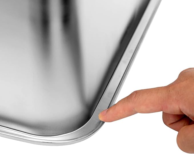 Kichwit Large Stainless Steel Cat Litter Box with High Sides, Metal Litter Pan for Cat, Non Stick Smooth Surface, Easy to Clean (17.5" L x 13.5" W x 7.9" H)