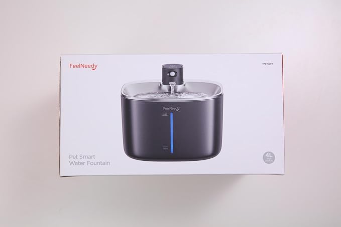 Wireless Cat Water Fountain Battery Operated, 4L/135 fl oz Pet Water Fountain for Cats and Dogs with Motion Sensor, Ultra Quiet Cat Drinking Fountain with 2 Filters (Black YPD-C004P)