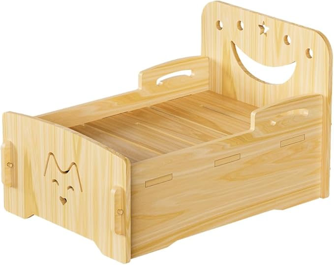 Wooden Cat Bed-Wooden Indoor Pet Bed for Cats, Dogs, Rabbits, Kittens and Small Animals Without Mattress,Easy Assembly