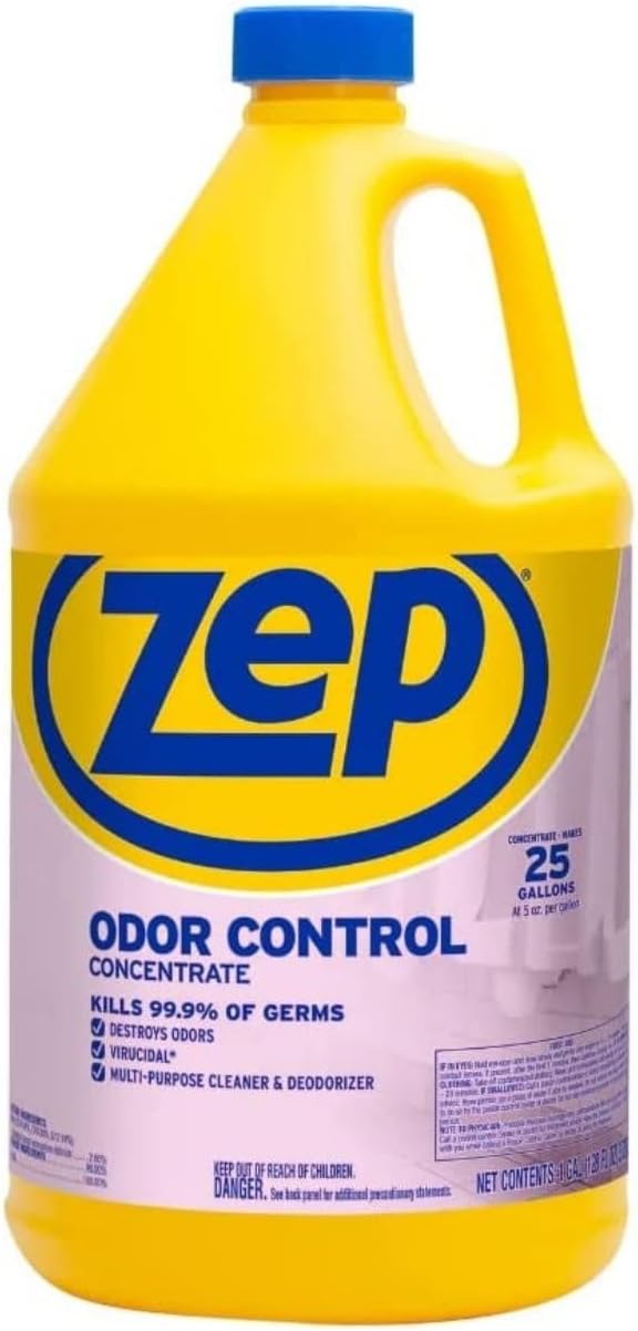 Zep Odor Control Concentrate - 1 Gallon (Case of 2) ECZUOCC1282 - Cleans, Deodorizes & Disinfects Many Household Germs, Removes Mildew Stains, Destroys Odors