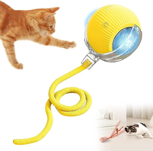 Interactive Cat Toy,Electric DogBall Toy,Cat Toys for Indoor Cats,Chewie Viral Dog Ball,Adjustable Sports Rolling Toy,Electric Rolling Ball Christmas Birthday Gift for Pets.(Yellow)