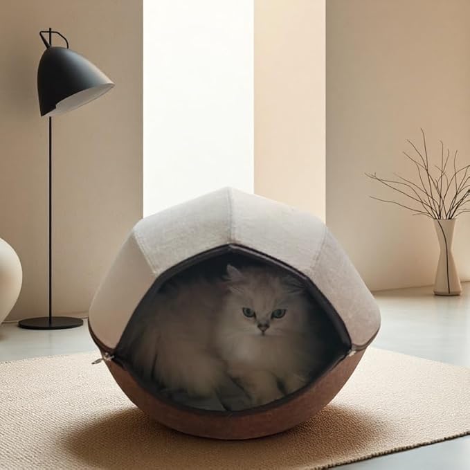 Donut Cat Tunnel Bed Peekaboo Cat Cave for Large Cats Up to 30 Lbs, Kitty Interactive Playing Tent House for Multiple Cats,Detachable,Scratch Resistant (2 in 1 Brown, Medium - 20 Inch Diameter)