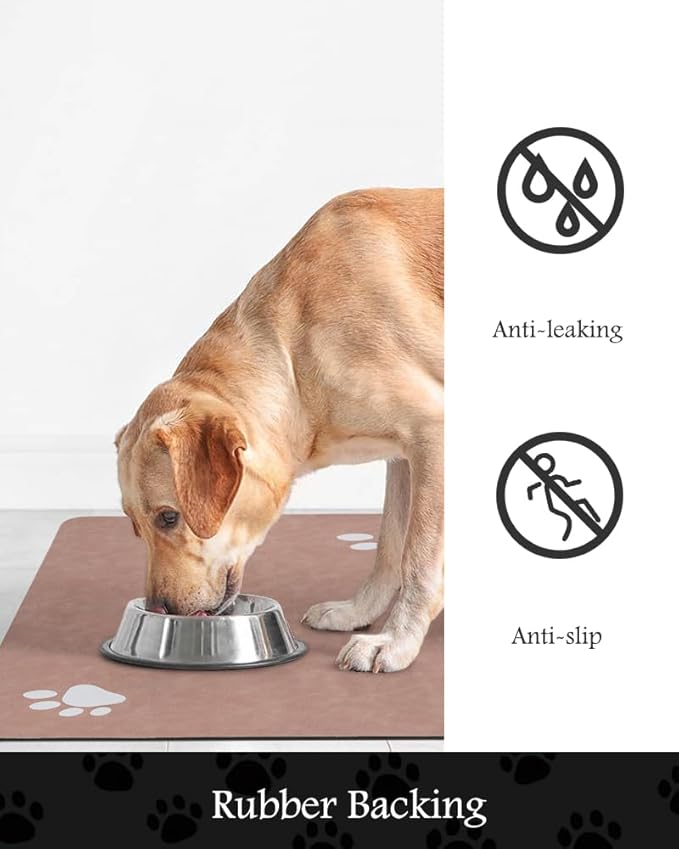 Pet Feeding Mat-Absorbent Dog Mat for Food and Water Bowl-No Stains Quick Dry Water Dispenser Mat-Dog Accessories Pet Supplies-Bowl for Messy Drinkers(Dusty Pink,17"x34"