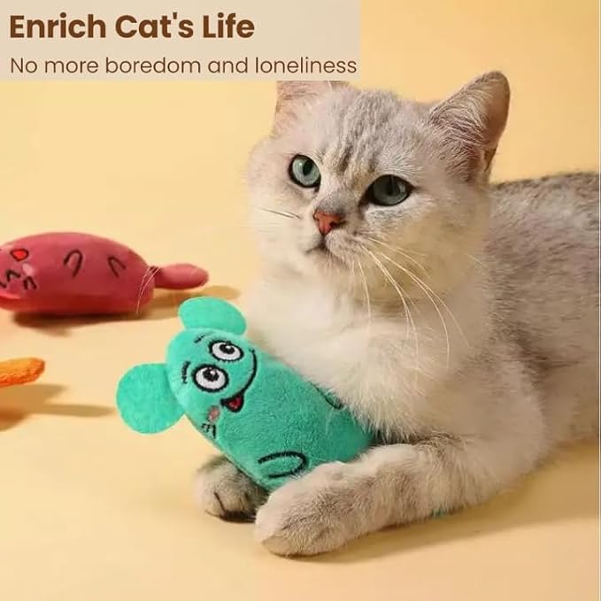 Whiskers & Nibbles Cat Toys - Catnip Inside Interactive Plush Mice for Cats & Kittens, Durable Cat Toy for Indoor Kitty Exercise, Realistic Mouse Kicker Toy for Hunting & Play, Mice cat Toy