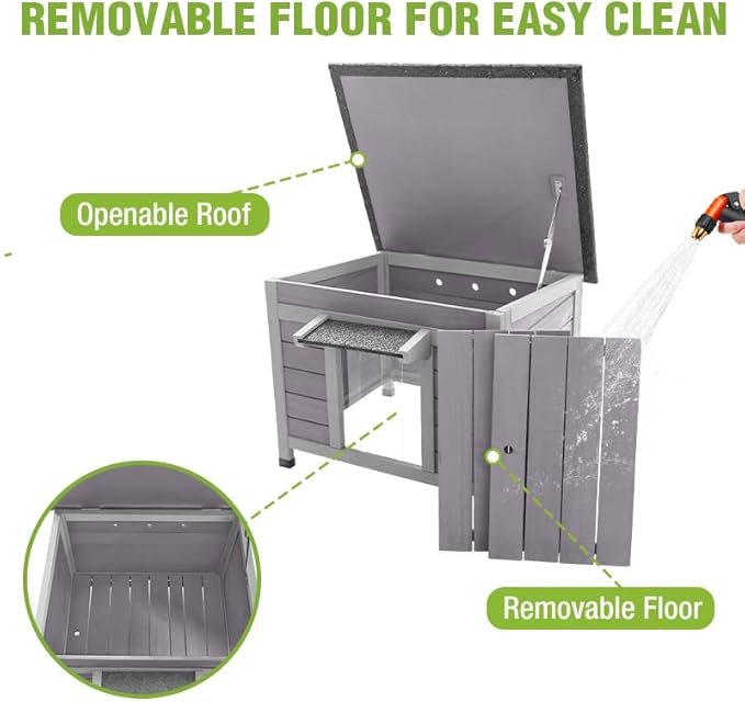 GUTINNEEN Outdoor Cat House Insulated Liner, Weatherproof Feral Cat Shelter for Outside, Wooden Indoor Kitten House, Stray Cat Home for Winter