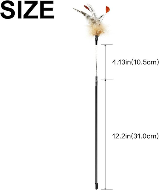 TTcat Cat Wand Toys,Flexible Spring and 4PCS Feather Refills,Teaser Toy,Interactive Toys for Indoor Cats and Kitten to Play Chase Exercise.