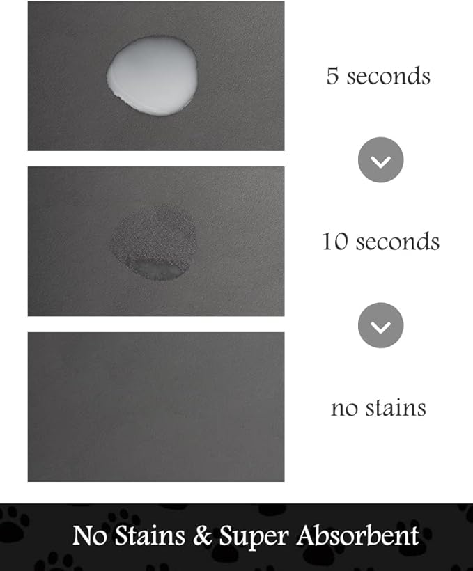 Pet Feeding Mat-Absorbent Dog Mat for Food and Water Bowl-No Stains Quick Dry Water Dispenser Mat-Dog Accessories Pet Supplies-Bowl for Messy Drinkers(Darkgrey,23"x34"