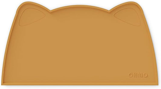 OHMO - Cat Food Mat, Silicone Pet Feeding Mat for Floor Non-Skid Waterproof Dog Water Bowl Tray, Easy to Clean Pet Placemat (Honey, 18 * 9.8'')