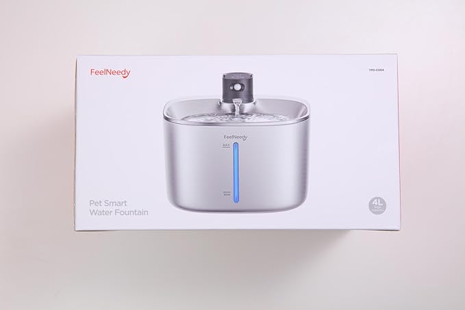 Cordless Cat Water Fountain, Battery Operated, 4L/135fl oz Stainless Steel Pet Water Fountain for Cats Dogs with Motion Sensor, Ultra Quiet Cat Drinking Fountain with 6 Filters (YPD-C004S)