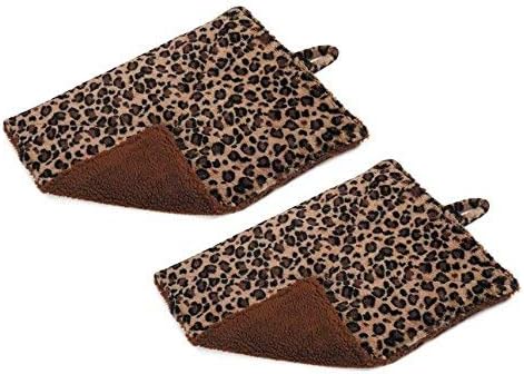 Prairie Horse Supply Quality Thermal Cat Mat and Free Cat Toy (Beige Leopard) (2 Mats) Cozy Self Heating Warming Kitty Kitten Puppy Small Dog Bed, Reversible Washable Pad, No Electricity