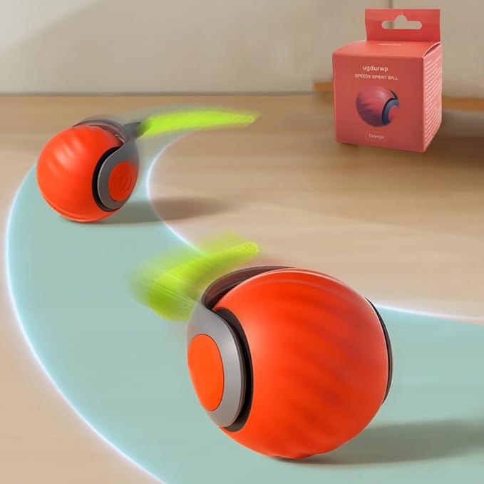 Speedy 2.0 Tail Cat Toys for Bored Indoor Adult Cats,2025 New Generation Interactive Cat Toys for Indoor Cats,Automatic Moving Ball with Tail,Orange