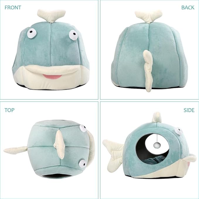 Lcybem Cat Beds for Indoor Cats - Cat Bed Cave with Removable Washable Cushioned Pillow, Calming Cozy Soft Cat Cave, Cute Friendly Dolphin Cat Houses for Indoor Cats No Deformation Pet Bed, L