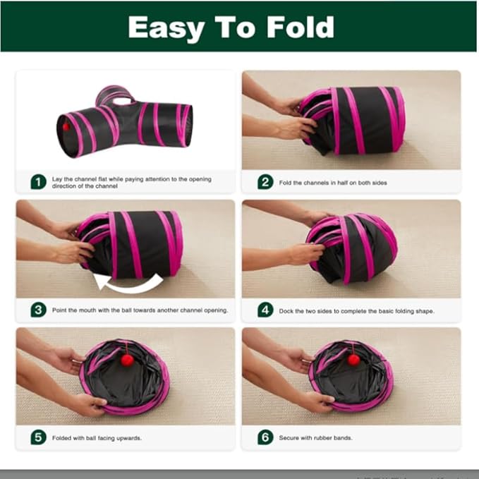 Pet Cat Tunnel Tube Cat Toys 3 Way Collapsible, Tunnels for Indoor Cats,Kitty Bored Peek Hole Toy Ball Cat, Puppy, Kitty, Kitten, Rabbit