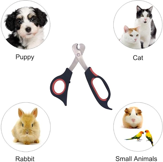 Professional Cat Nail Clippers Trimmer Scissors for Small Breeds, Puppies, Rabbits, and More, Safe Sharp Stainless Steel Blades, Non-Slip Big Handles, Easy at Home Grooming