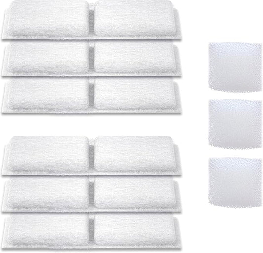 Stainless Steel Cat Water Fountain Filter Replacement (6 Filters & 3 Sponges)