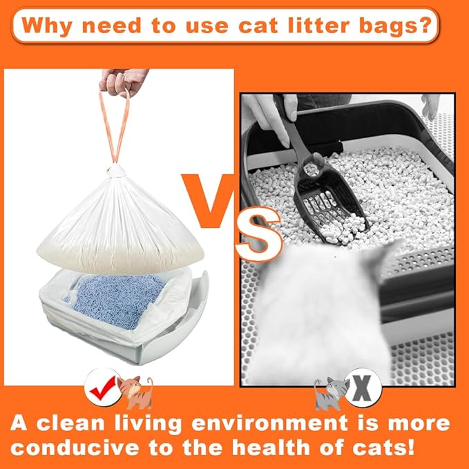 160 Pack Cat Litter Bags with Drawstring,Compatible with Litter Robot 3 & 4, Self Cleaning Automatic Cat Litter Box Bags (10-12 Gallons)