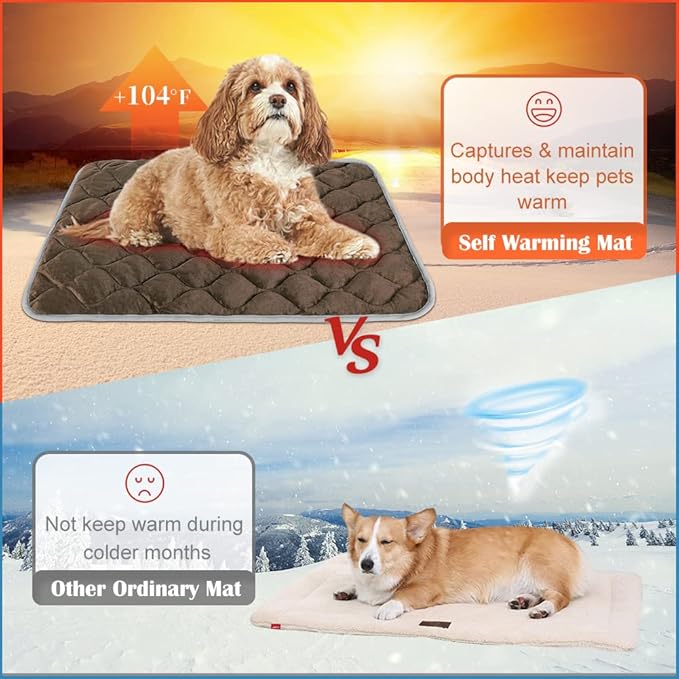 ULIGOTA Self-Warming Cat Bed and Dog Crate Pad - Thermal Pet Heating Mat