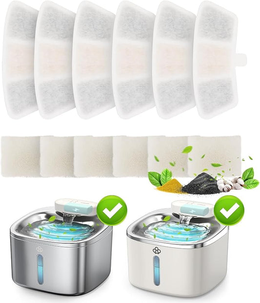 6pcs Replacement Filters for PW04 3.5L Wireless Cat Water Fountain (for Fountain B0DNJT76WJ and B0DSJ9F3M2