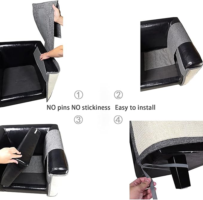 Cat Scratcher Couch- Natural Sisal Furniture Protection from Cats - Corner cat Scratcher for Couch,Chair,Sofa - Easy Installation (Khaki Sofa Right armrest)