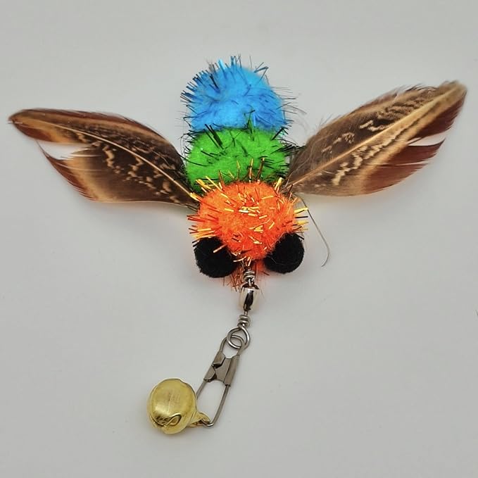 6 PCS Insect Bees,Feather Cat Toys, Kitty Wand Toy Refill,Cat Toy Wand Replacement Attachments,Kitten Feather Refills,Insect Interactive Teaser Wand Feathers