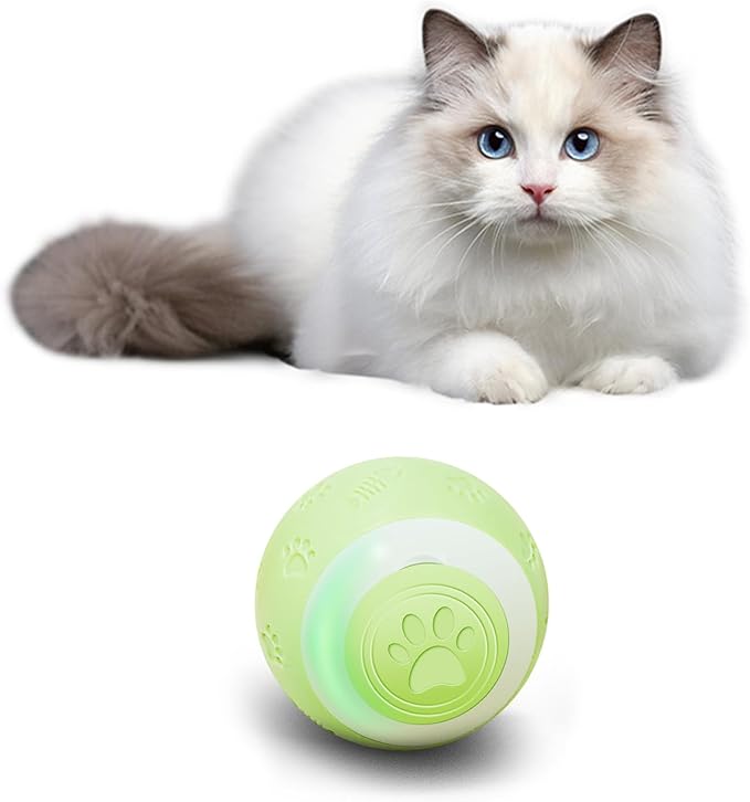 SEALON Electric Interactive Cat Toy Ball,Indoor Cat Play Ball, Suitable for Cats Over 6 Months for Exercise, Weight Loss, and Fun(Green)