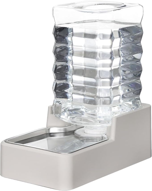 RIZZARI Stainless Steel Pet Water Feeder: 7L Automatic Leak-Proof Gravity Dispenser for Cats Dogs Indoor Outdoor Use(Beige with Filter,7L)